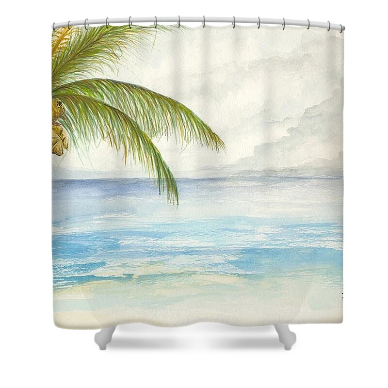 Tropical Shower Curtain featuring the digital art Palm Tree Study by Darren Cannell