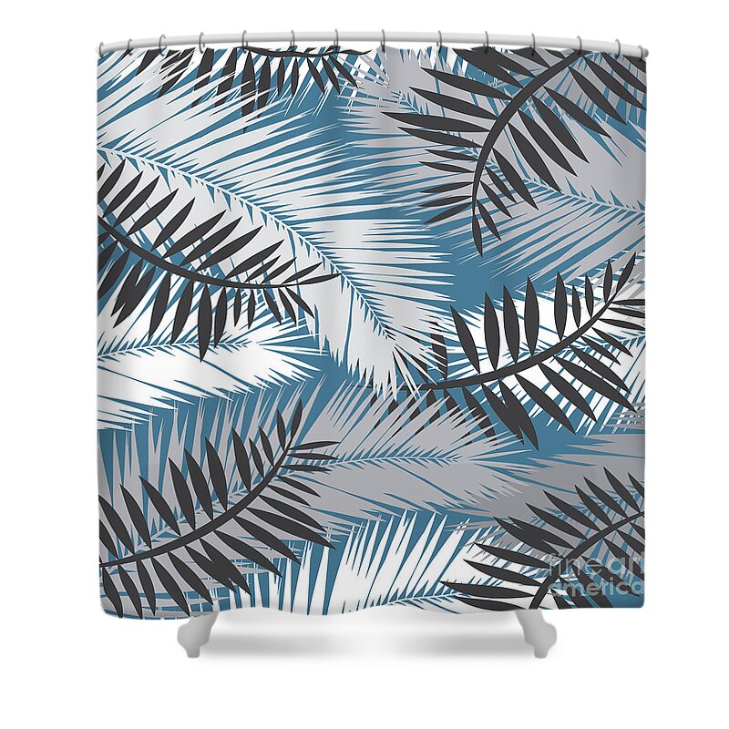 Summer Shower Curtain featuring the digital art Palm Trees 10 by Mark Ashkenazi