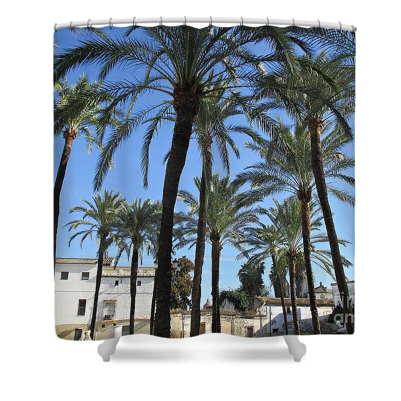 Jerez Shower Curtain featuring the photograph Palm trees in Jerez by Chani Demuijlder