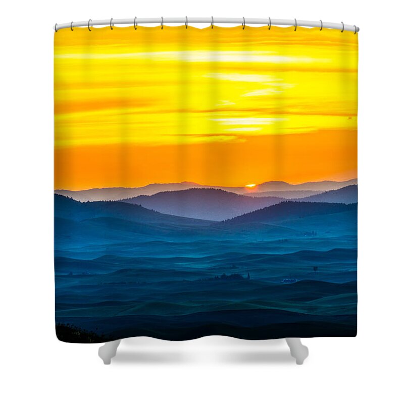 Landscape Shower Curtain featuring the photograph Palouse in Dawn color by Hisao Mogi
