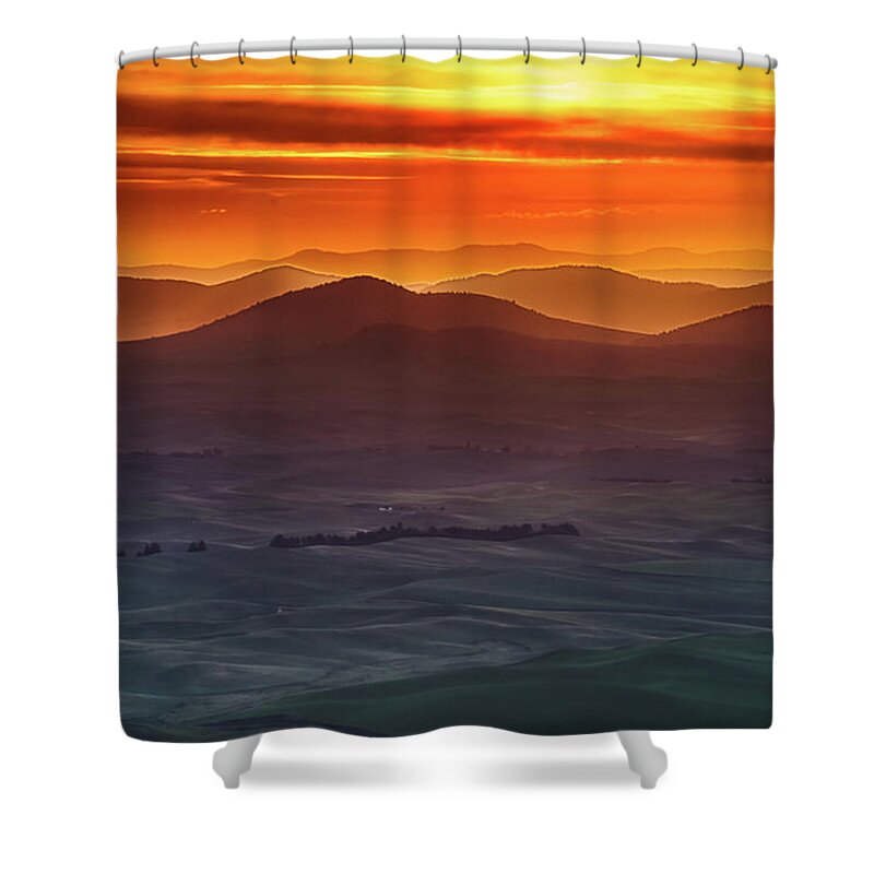 Palouse Sunrise Shower Curtain featuring the photograph Palouse Sunrise by Ronald Spencer