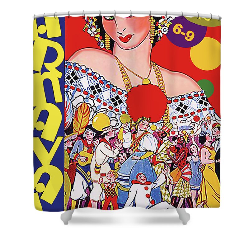 Panama Shower Curtain featuring the painting Panama Carnival, woman in traditional costume by Long Shot