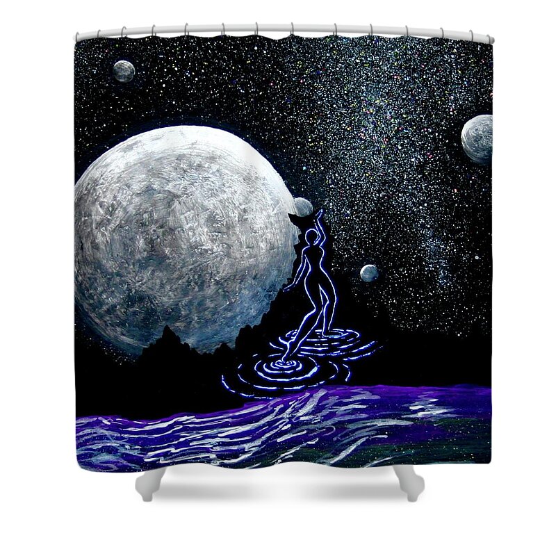 Bold Shower Curtain featuring the painting Pandoras Box by M E