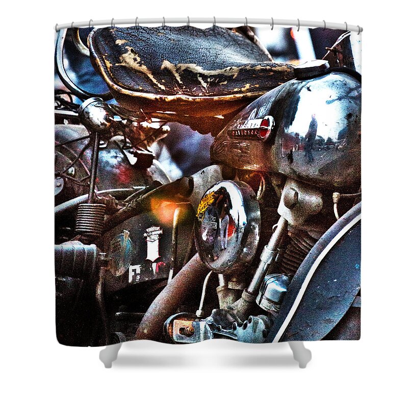 Harley Shower Curtain featuring the photograph Panhead 1 by David Ralph Johnson