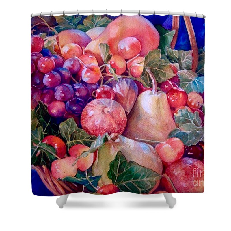 Basket Shower Curtain featuring the painting Panier de fruits by Francoise Chauray