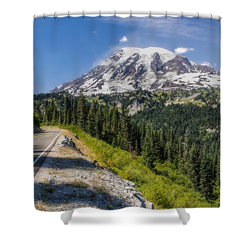 Mt Shower Curtain featuring the photograph Panorama #2 of MT Rainier by Rob Green