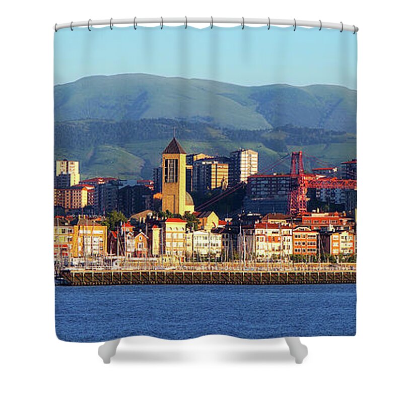 Getxo Shower Curtain featuring the photograph Panorama of Las Arenas of Getxo by Mikel Martinez de Osaba
