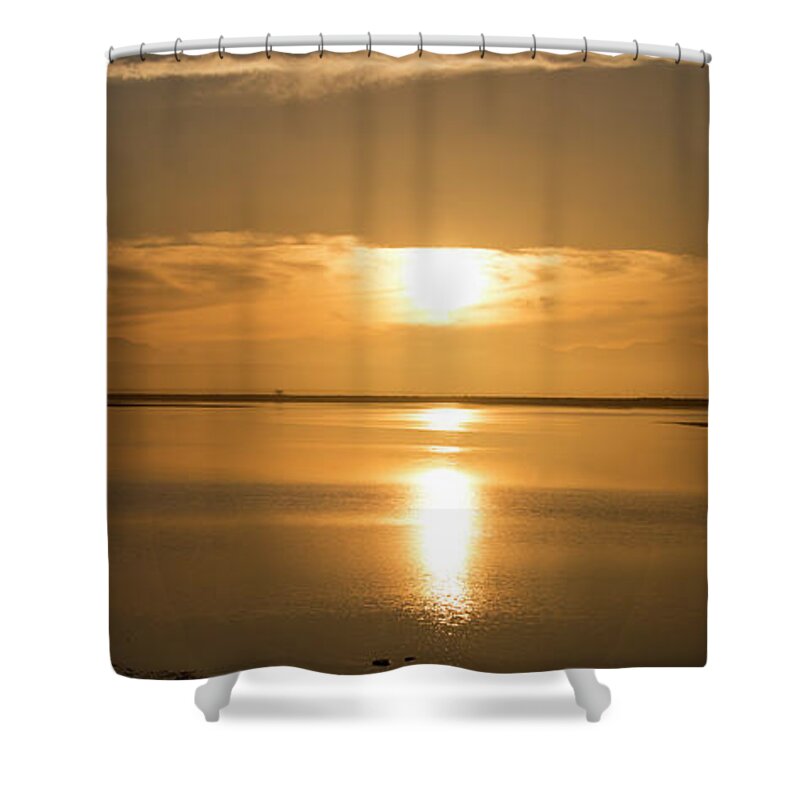 Tasman Bay Shower Curtain featuring the photograph Panorama of sunset at Tasman Bay by Sheila Smart Fine Art Photography
