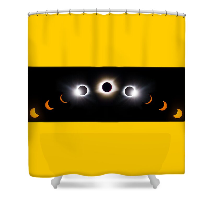 08 21 2017 Shower Curtain featuring the photograph Panorama Total Eclipse T Shirt Art Phases by Debra and Dave Vanderlaan