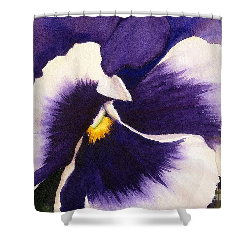 Pansy Shower Curtain featuring the painting Pansy Face by Shirley Braithwaite Hunt