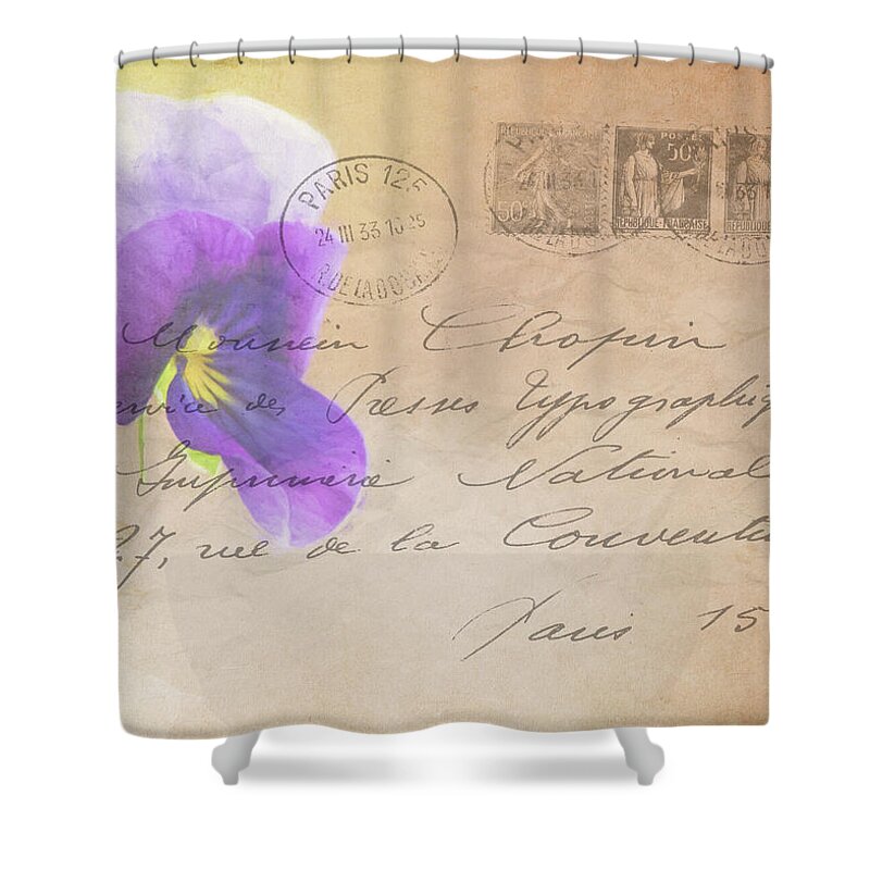 Pansy Shower Curtain featuring the photograph Pansy Postcard by Cathy Kovarik