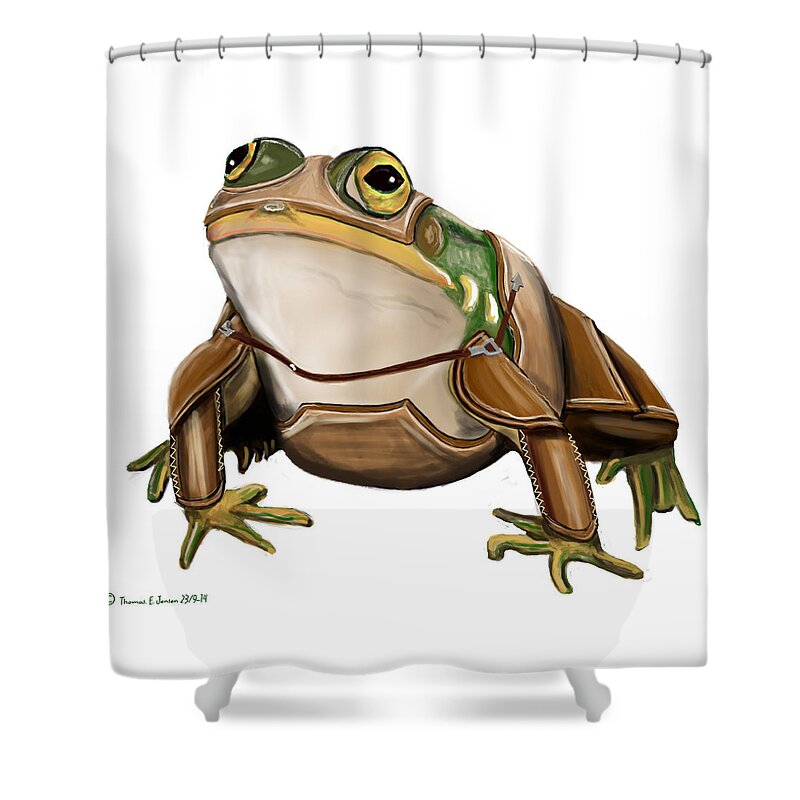 Psychedelic Shower Curtain featuring the painting Panzer Frog by ThomasE Jensen