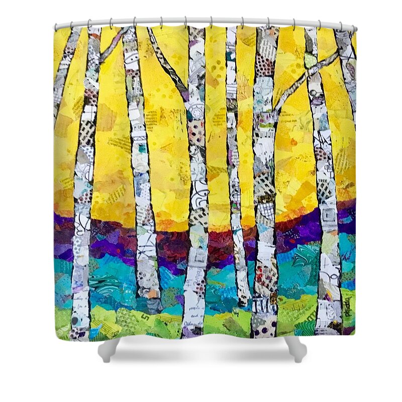 Trees Shower Curtain featuring the painting Paper Birch 2 by Phiddy Webb