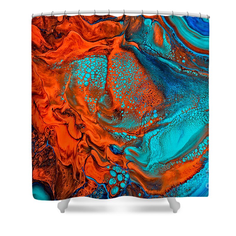 Abstract Shower Curtain featuring the painting Paprika Plains by Patti Schulze