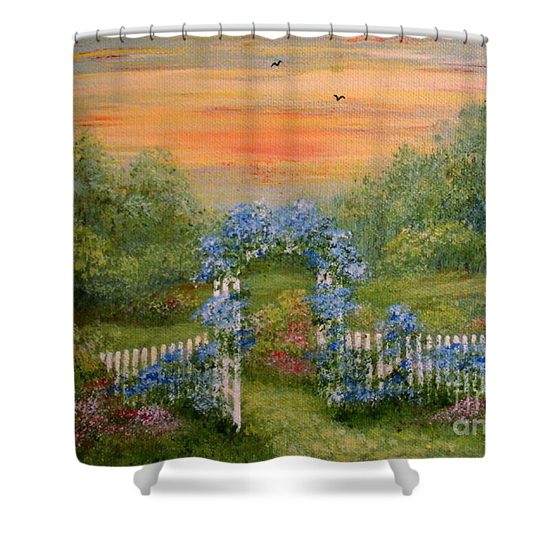 Paradise Shower Curtain featuring the painting Paradise by Leea Baltes