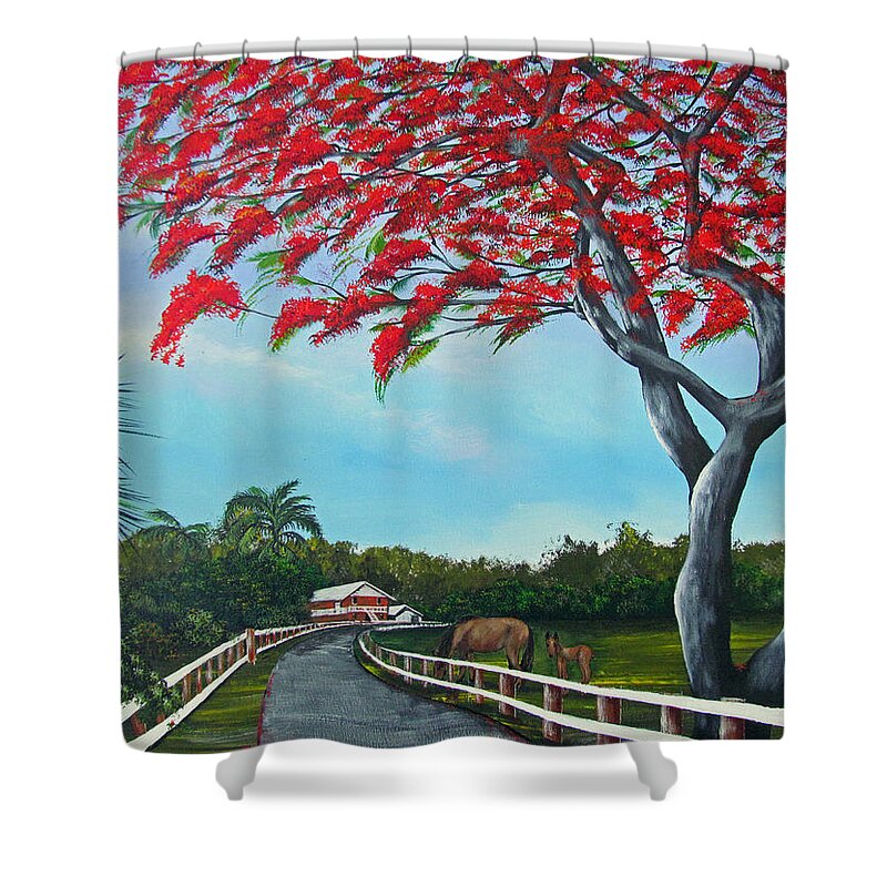 Puerto Rico Shower Curtain featuring the painting Paraiso by Gloria E Barreto-Rodriguez