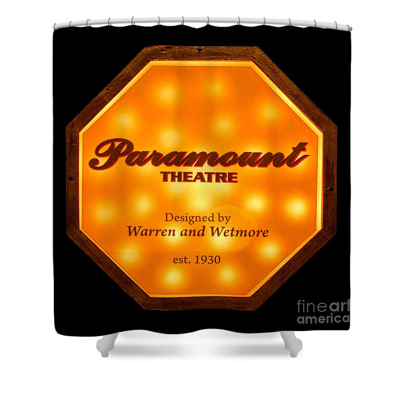 Paramount Shower Curtain featuring the photograph Paramount Theater Sign by Olivier Le Queinec