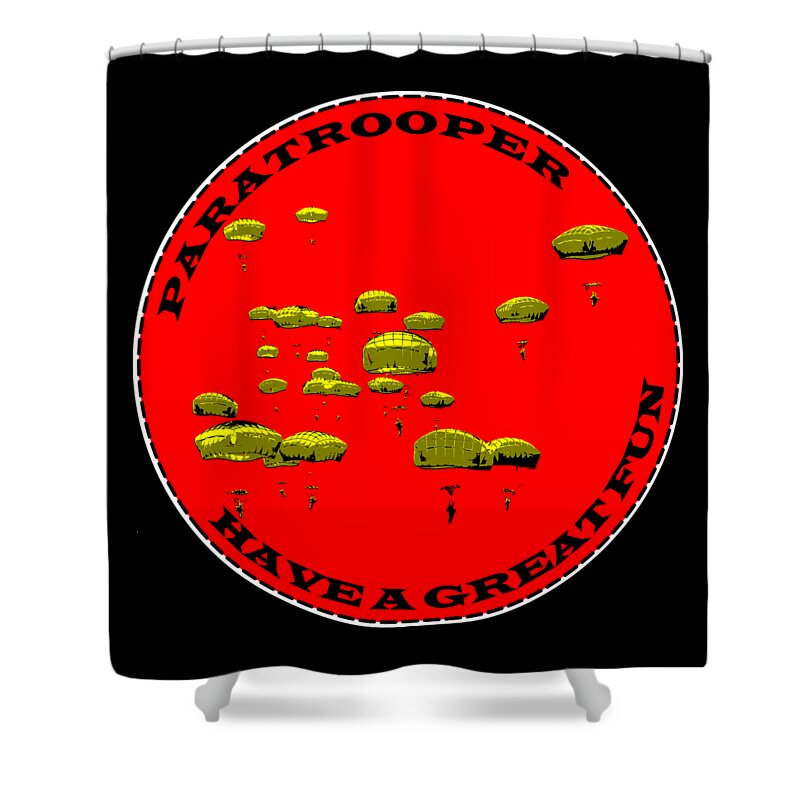 Paratrooper Shower Curtain featuring the digital art Paratrooper Fun by Piotr Dulski