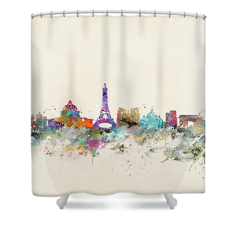 Paris Shower Curtain featuring the painting Paris City Skylline by Bri Buckley