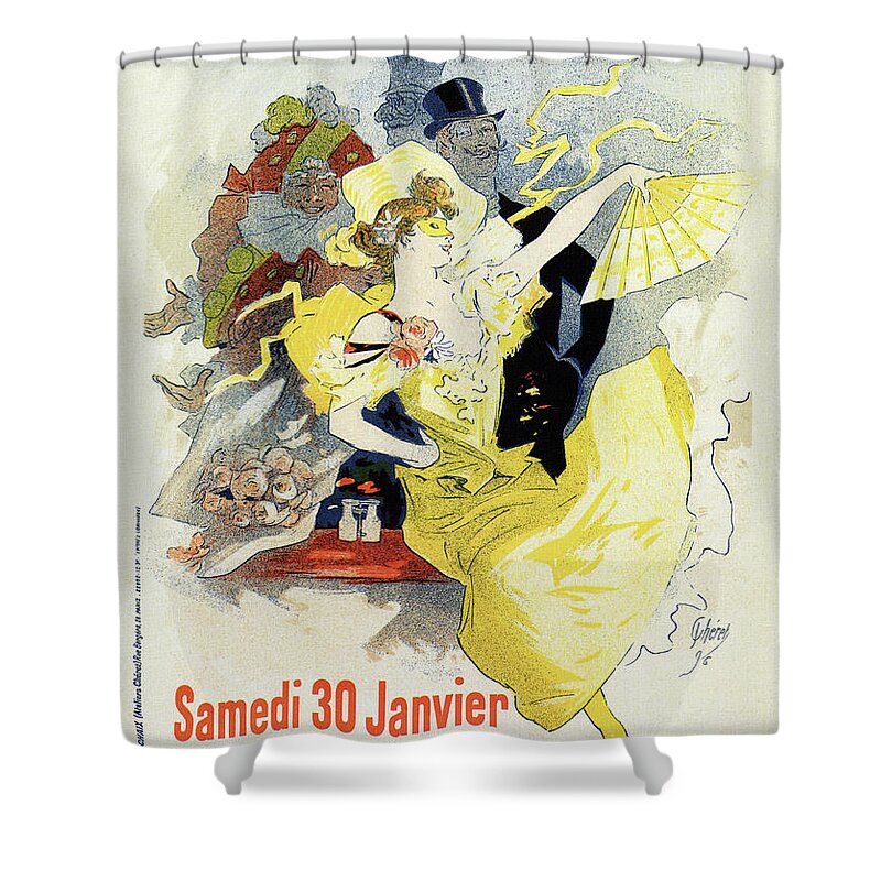  Shower Curtain featuring the drawing Paris masquerade ball 1896 by Heidi De Leeuw