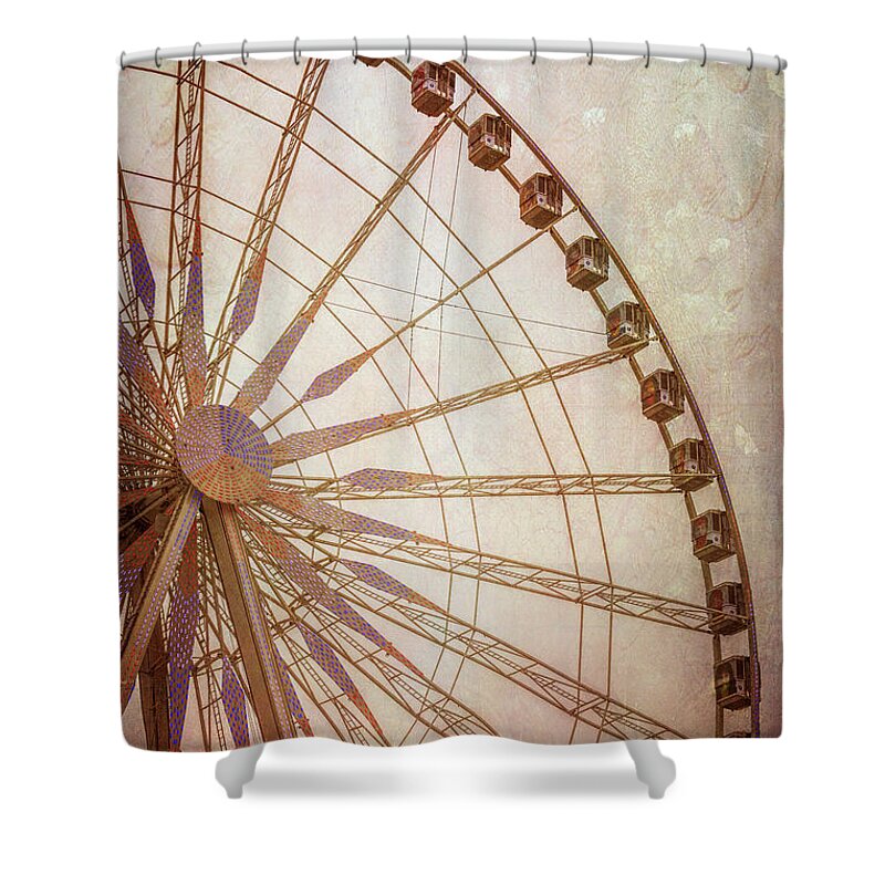 Joan Carroll Shower Curtain featuring the photograph Paris Observation Wheel II by Joan Carroll