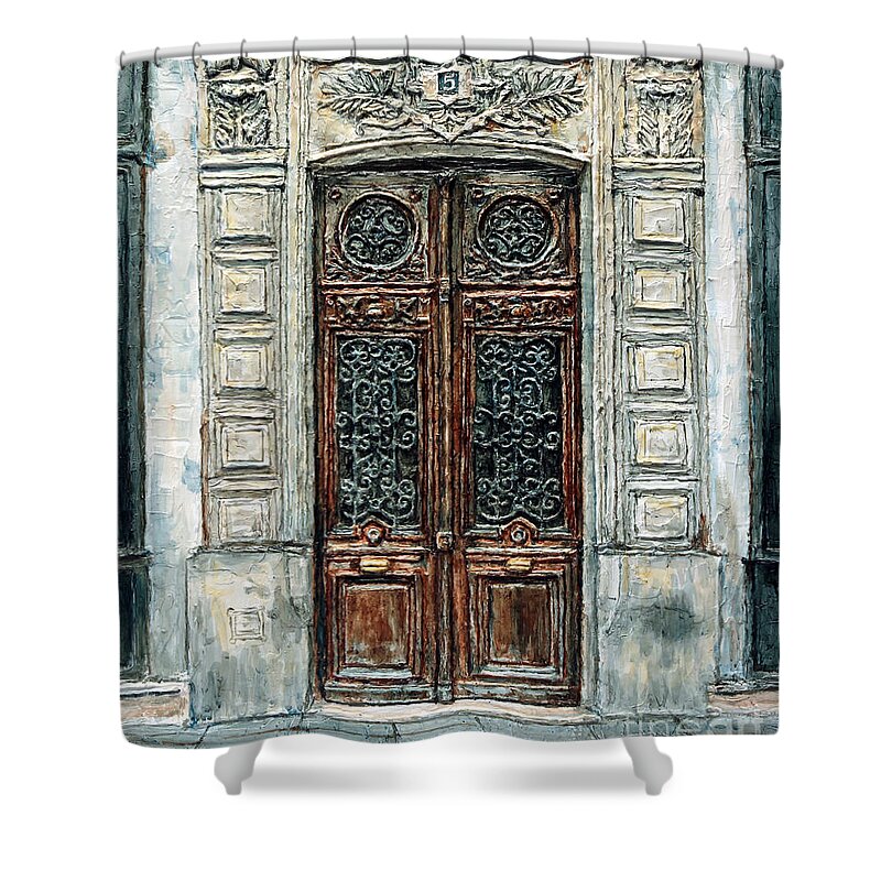 Joey Agbayani Shower Curtain featuring the painting Parisian Door No. 5-3 by Joey Agbayani