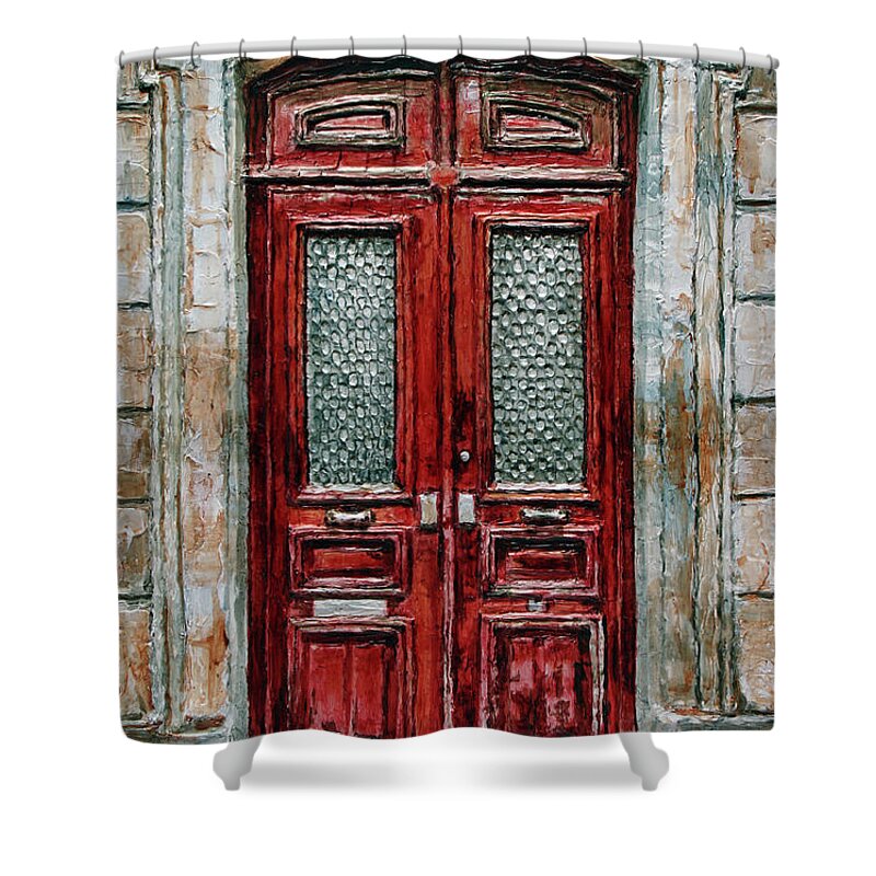 Parisian Door Shower Curtain featuring the painting Parisian Door No.14 by Joey Agbayani