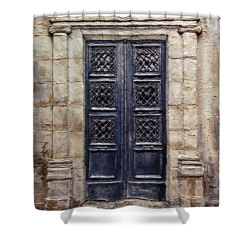Parisian Doors Shower Curtain featuring the painting Parisian Door No.40 by Joey Agbayani