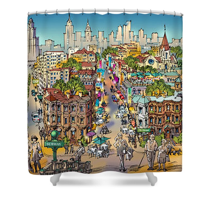 Park Slope Brooklyn Shower Curtain featuring the painting Park Slope Brooklyn by Maria Rabinky