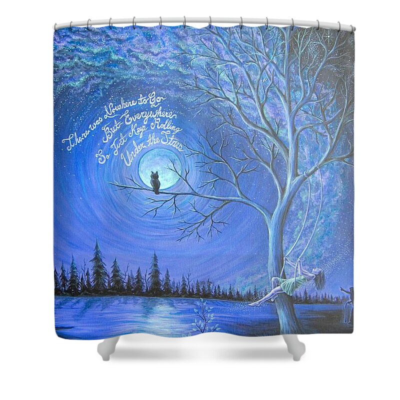 Moon Shower Curtain featuring the painting Parker's Dream by Jim Figora