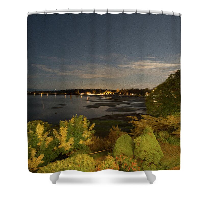 Parksville Shower Curtain featuring the digital art Parksville - Digital Oil by Birdly Canada
