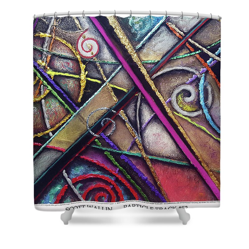 A Bright Shower Curtain featuring the painting Particle Track Fifty-three by Scott Wallin
