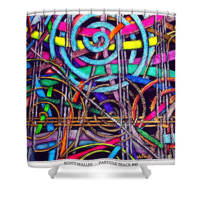Abstract Shower Curtain featuring the painting Particle Track Forty by Scott Wallin