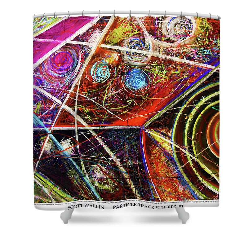 Bright Shower Curtain featuring the painting Particle Track Study One by Scott Wallin