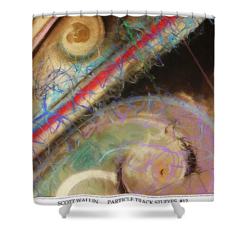 A Bright Shower Curtain featuring the painting Particle Track Study Twelve by Scott Wallin