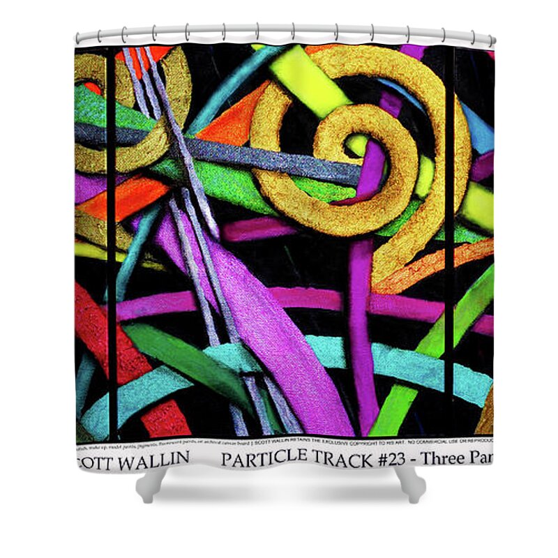 Abstract Shower Curtain featuring the painting Particle Track Twenty-three by Scott Wallin