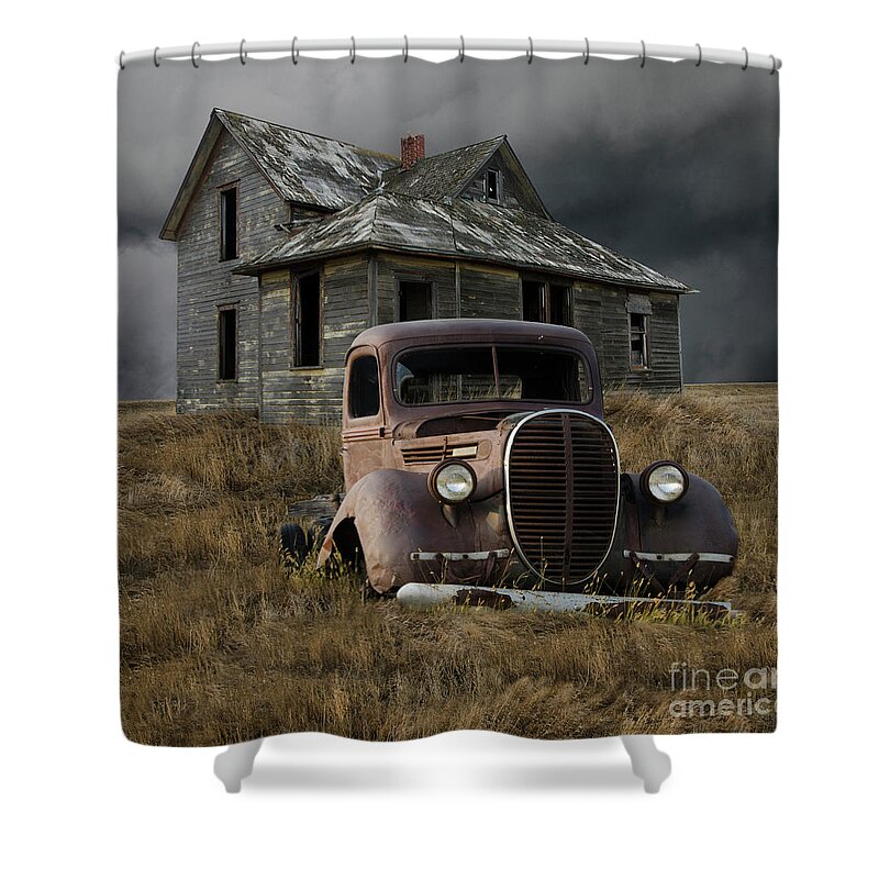 Old Truck Shower Curtain featuring the photograph Partners In Time by Bob Christopher