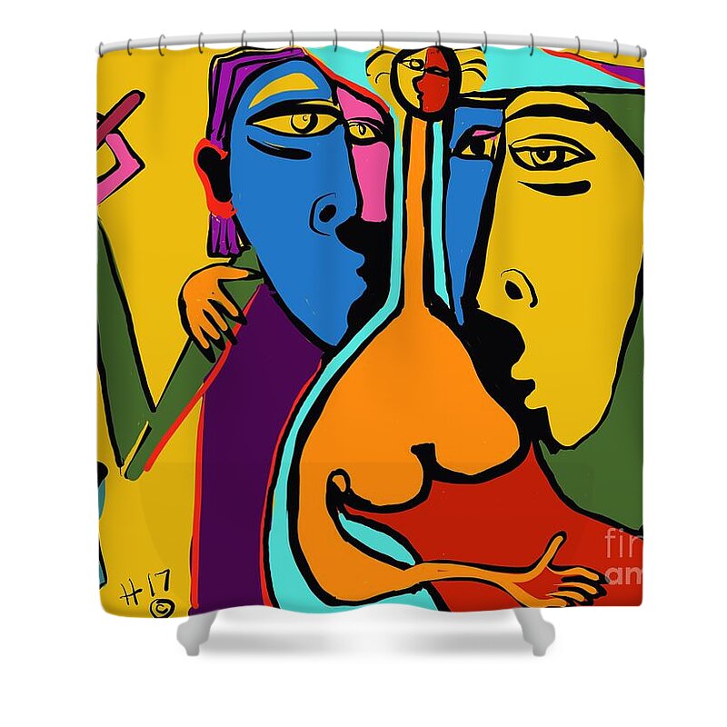  Shower Curtain featuring the digital art Party girl by Hans Magden