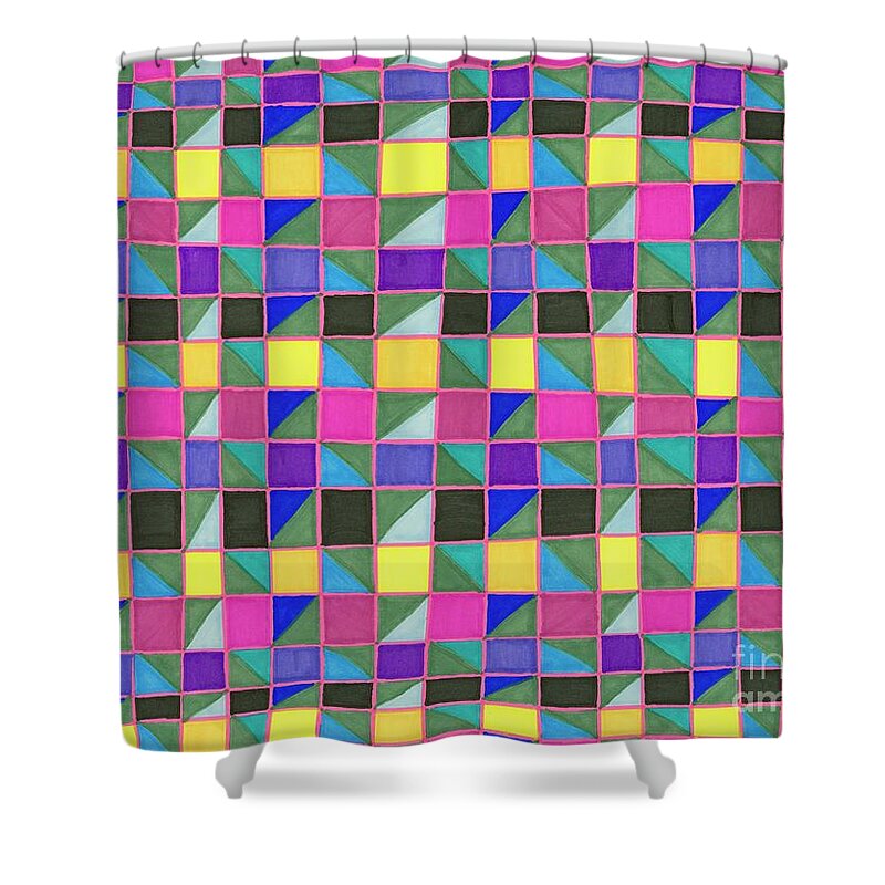 Geometric Shower Curtain featuring the drawing Party by Lara Morrison