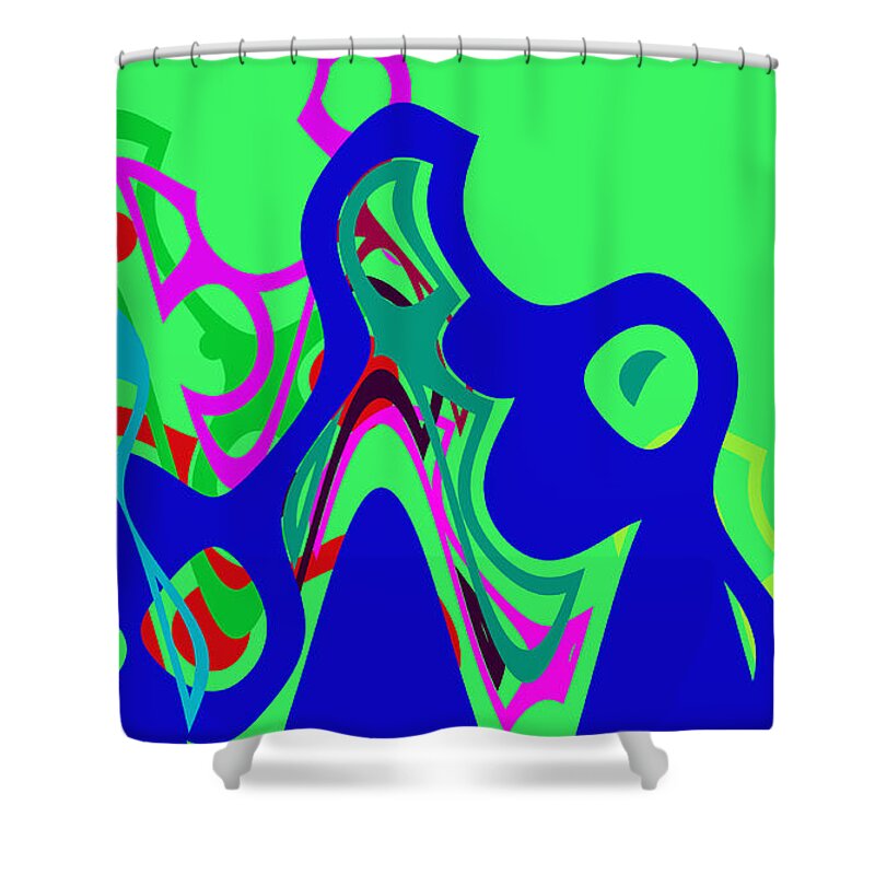 Abstract Shower Curtain featuring the digital art Party Meeting by John Saunders