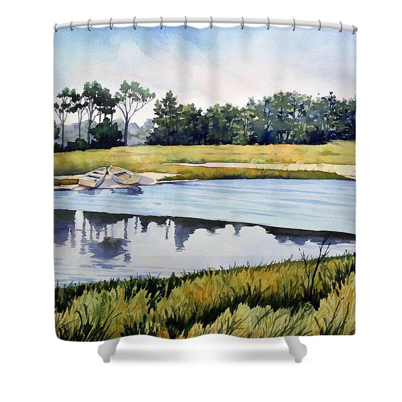 Landscape Shower Curtain featuring the painting Party of Two by Mick Williams