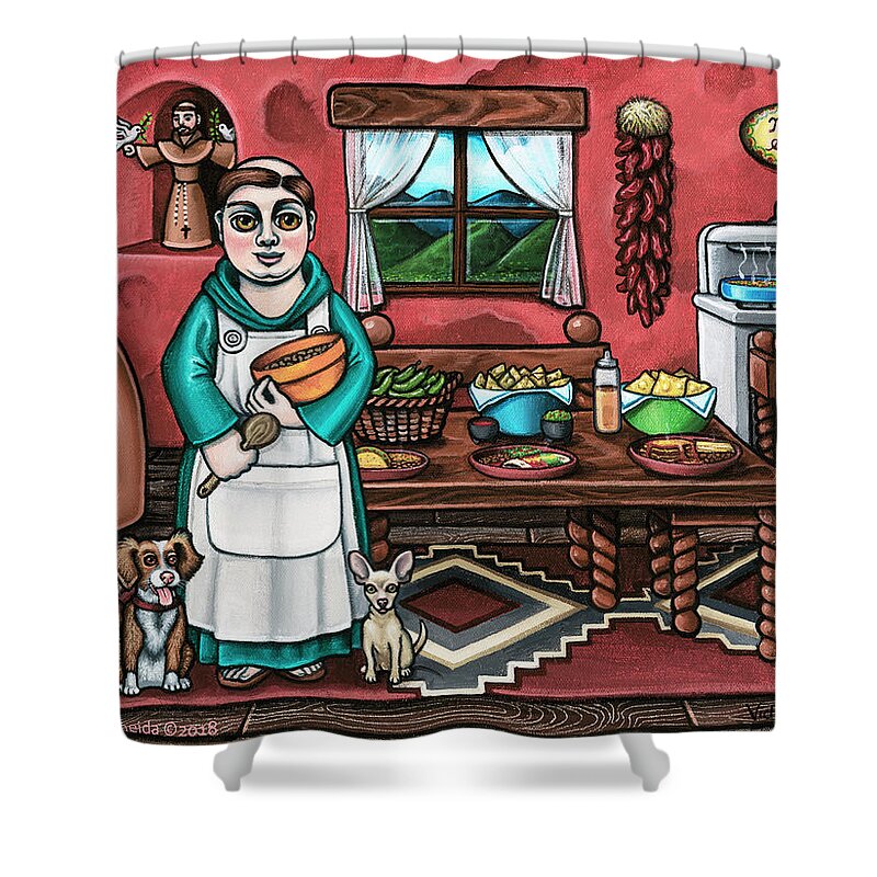 San Pascual Shower Curtain featuring the painting Pascuals Pups by Victoria De Almeida