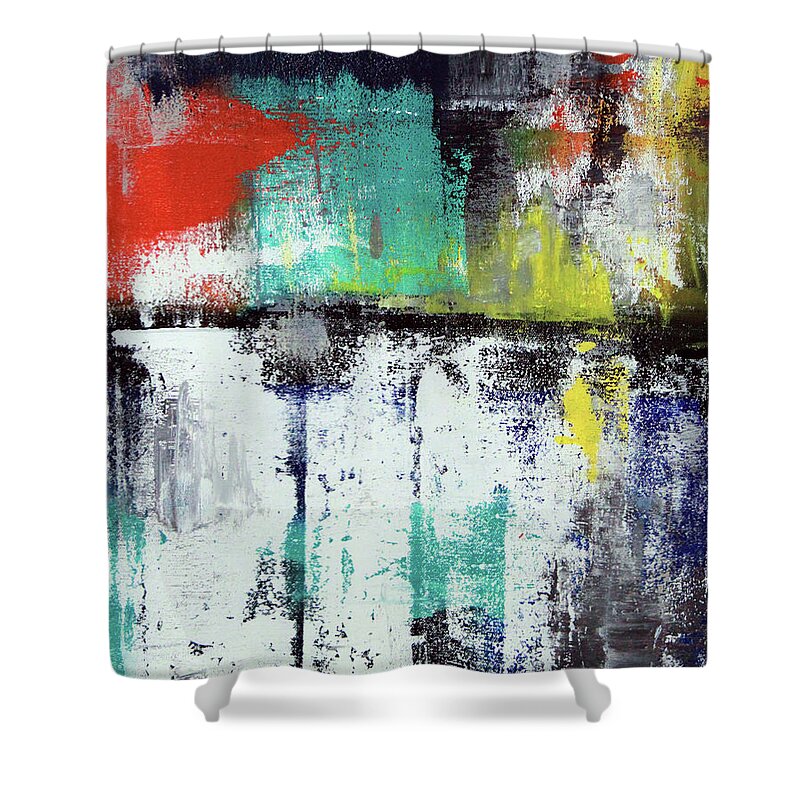 Abstract Shower Curtain featuring the painting Passing Through- Art by Linda Woods by Linda Woods