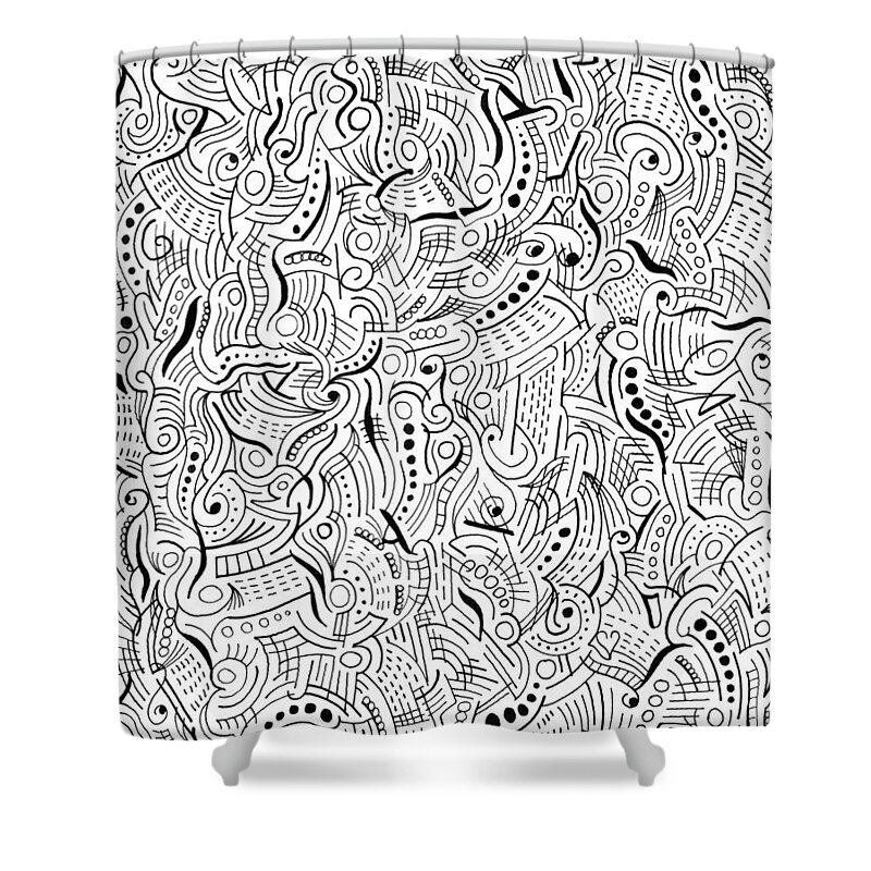 Abstract Shower Curtain featuring the drawing Passion by Steven Natanson