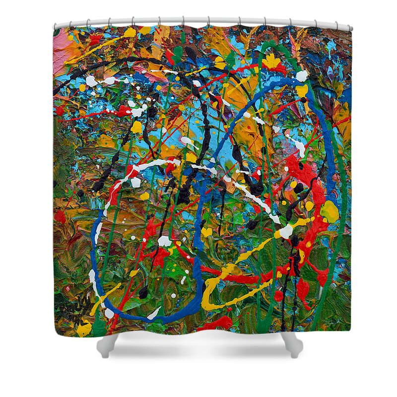 Modern Shower Curtain featuring the painting Passionate Moments by Donna Blackhall
