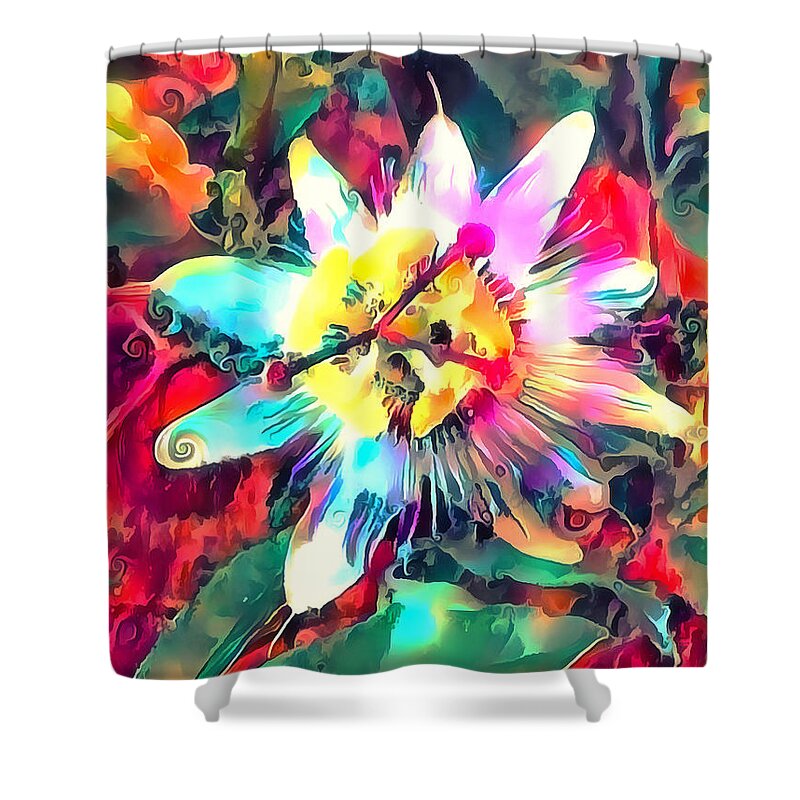 Floral Shower Curtain featuring the photograph Passionflower by Jack Torcello