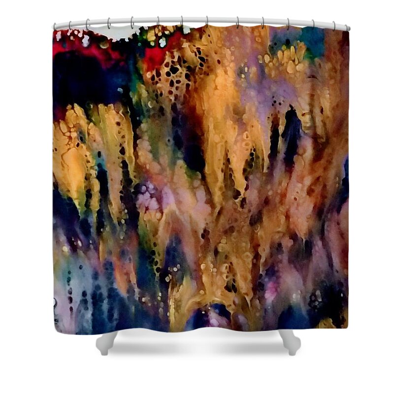 Colorful Shower Curtain featuring the painting Past by Valerie Josi