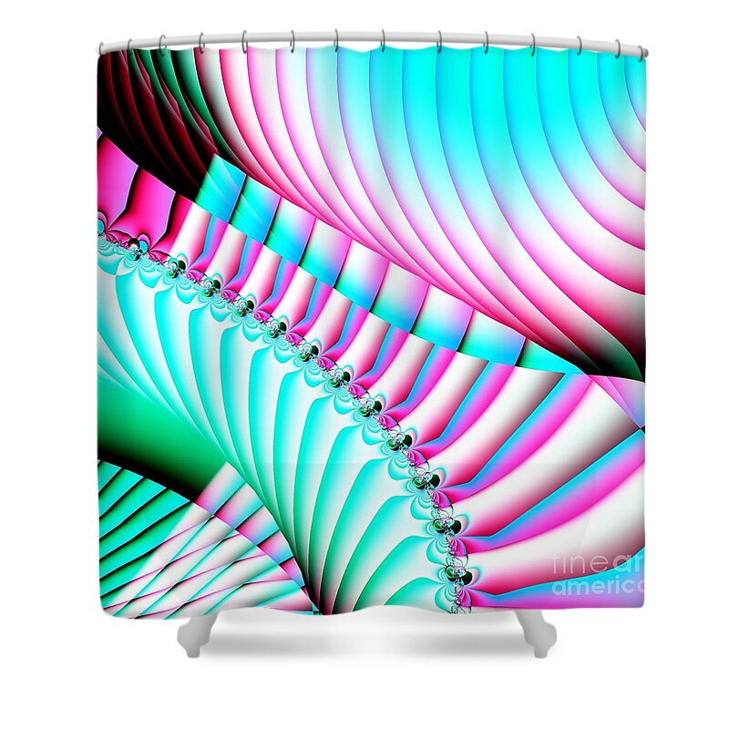 Pastels Shower Curtain featuring the digital art Pastel Spiral Staircase Fractal by Rose Santuci-Sofranko