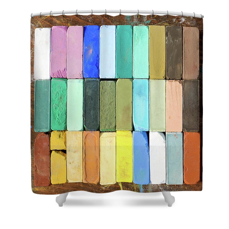 Pastel Shower Curtain featuring the photograph Pastel Square Composition 1 by Kathy Anselmo