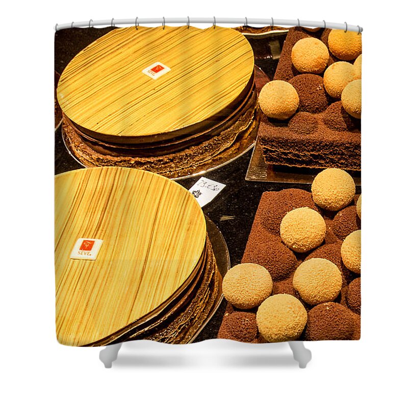 Almond Shower Curtain featuring the photograph Pastry and Cakes in Lyon by Gary Karlsen